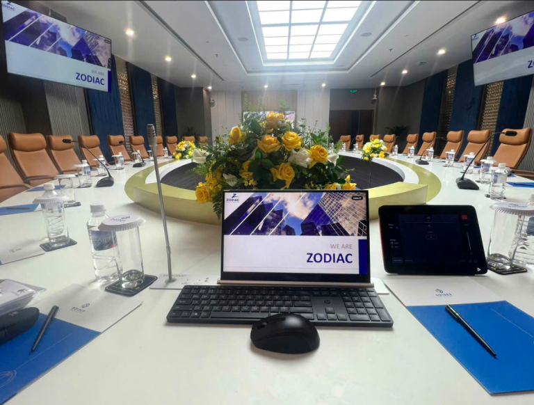 The modern executive conference room at Sandals Aquila Hotel